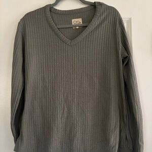 Chaser Waffle knit lightweight green sweater Womens Sz Large